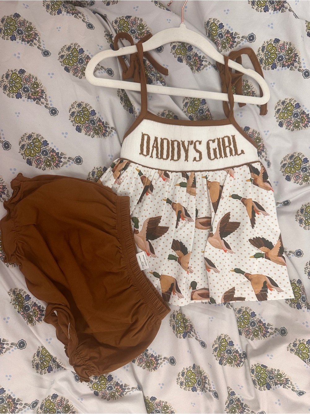 Daddy's Girl Brown Duck Print Kids Matching Set